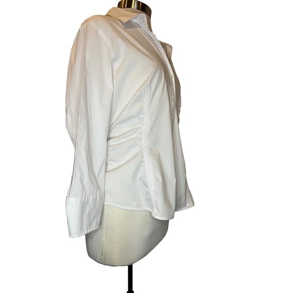 Zac & Rachel Women's White Blouse Size XL Dress or Office Long Sleeve Button Dow - Picture 6 of 10